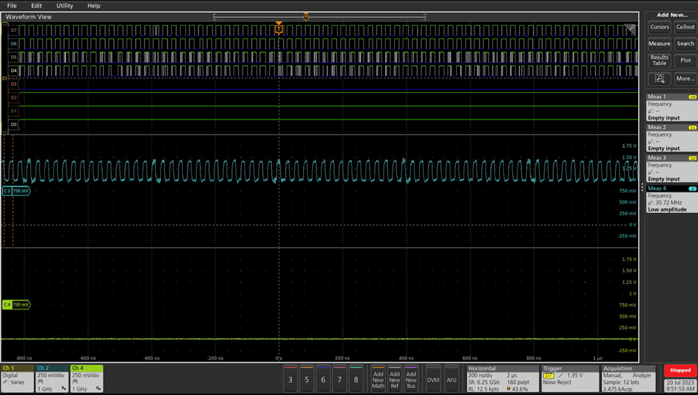 An oscilloscope trace of nothing happening.